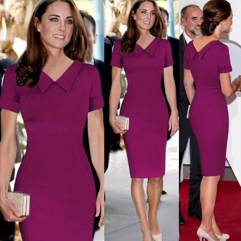 Модное летнее облегающее платье карандаш OTEN kate middleton с коротким рукавом
