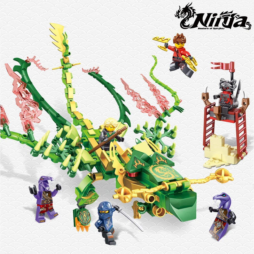 

396pcs Ninja Dragon Knight Lloyd With Green Dragon Building Blocks Sets Compatible Legoinglys Ninjagoes DIY Bricks Toys For Kids