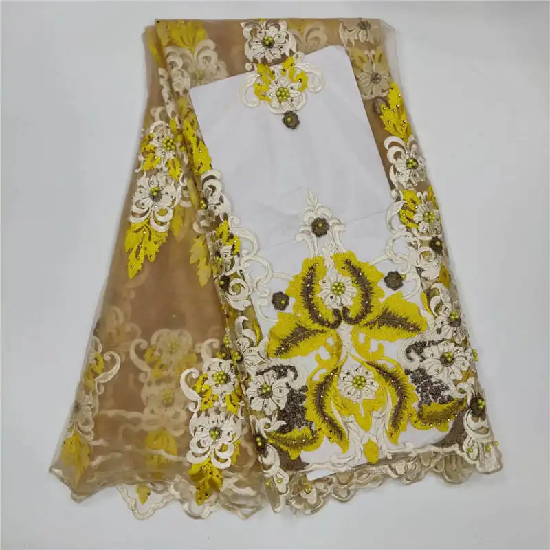 

WH!African Beaded 3D Tulle Lace Fabric 2019 African French Lace Fabric High Quality Nigerian Embroidery Tulle French Lace L32539