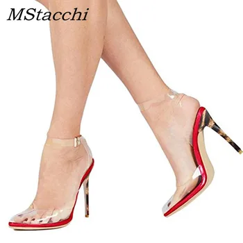 

MStacchi Sexy Clear Plastic Ankle Straps Slingbacks Round Toe Women Pumps High Heels Transparent Pvc Custom Colors Shoes Women