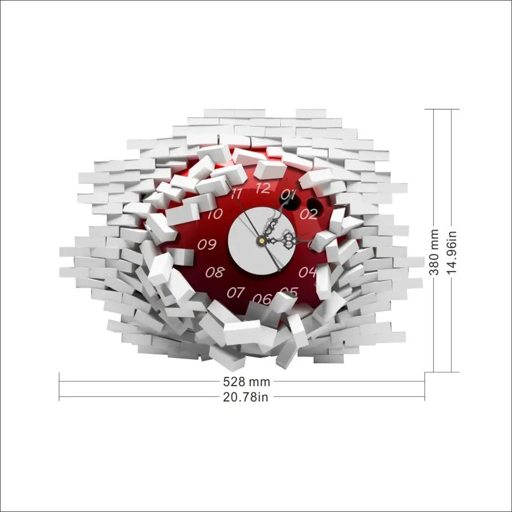 Сломанная стена Новинка бесшумные механические настенные часы необычные настенные часы 3D самоклеющиеся наклейки для гостиной спальни домашний декор наклейка - Цвет: 004