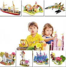 3D DIY Puzzle Jigsaw Baby font b toy b font Kid Early learning Castle Construction pattern