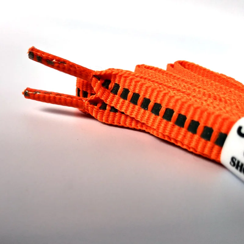 JUP1-12Pair Orange Unisex Shallow Reflective Shoelaces Safety Shoelaces Invisible Shoelaces for Running Sport Sneaker Basketball