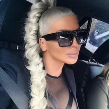 Pop Age Fashion Diamond Oversized Sunglasses Women Kim Kardashian Driving Sunglasses Men Eyewear Oculos de sol Gafas 400UV