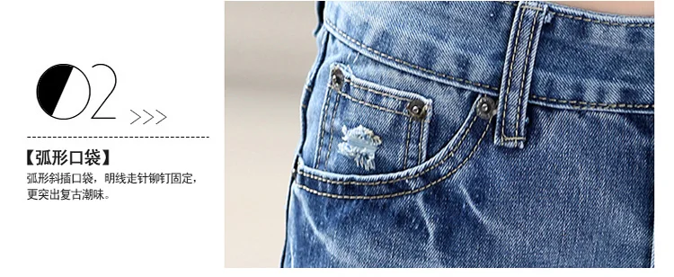 CTRLCITY ботильоны Длина синий Distressed Boyfriend брюки женские середине талии Кнопка Fly Брюки двойные карманы Рваные джинсы