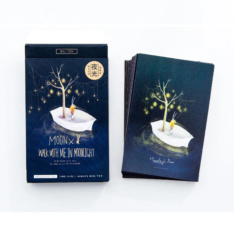 

30 Sheets/Set Moonlight Baron Luminous Postcard Greeting Card Message Card Birthday Gift Card