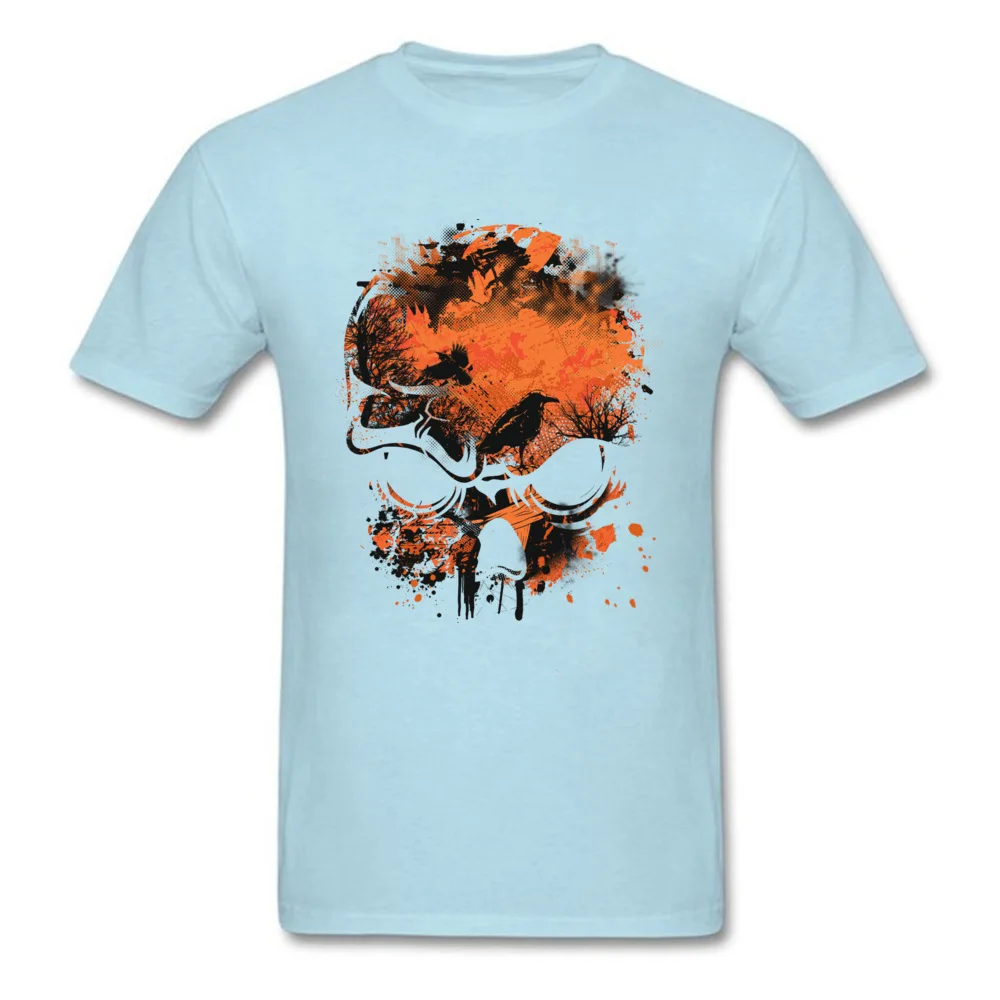 Tops Shirt Normal T-Shirt Fall New Arrival Casual Short Sleeve Pure Cotton Crewneck Mens Top T-shirts Casual Drop Shipping Wicked Skull Crows and Trees - Distressed Grunge light