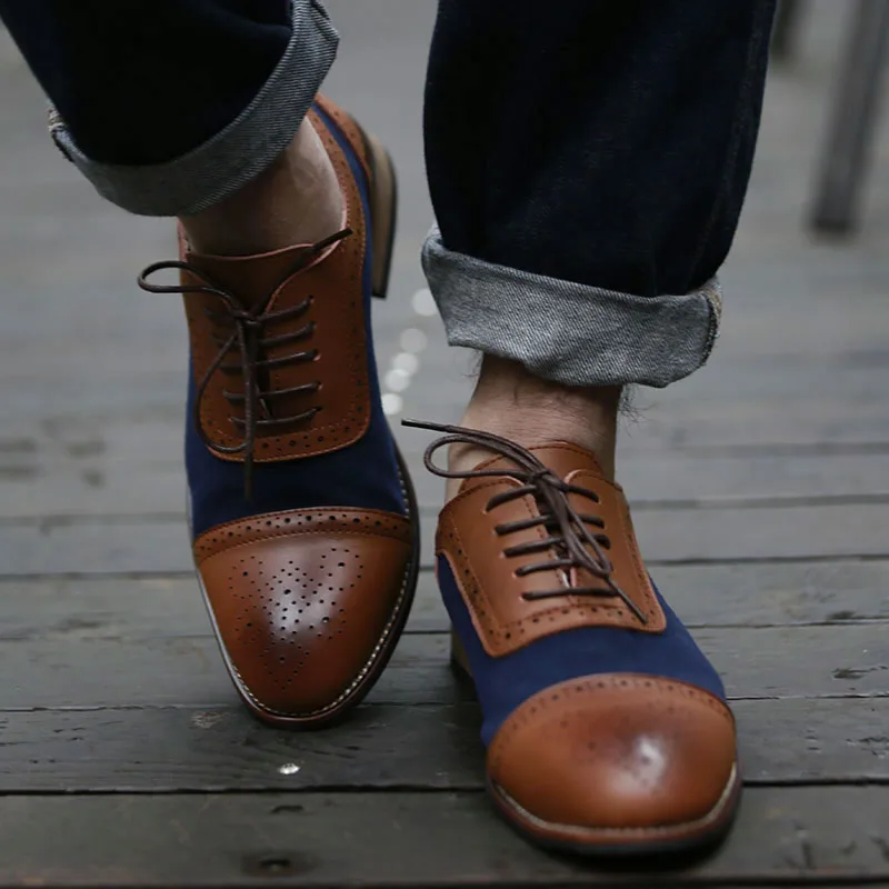 Коричневые мужские кожаные модельные туфли с острым носком, деловая официальная Мужская офисная обувь, оксфорды на шнуровке, мужская обувь размера плюс 38-48, BRM-104-7