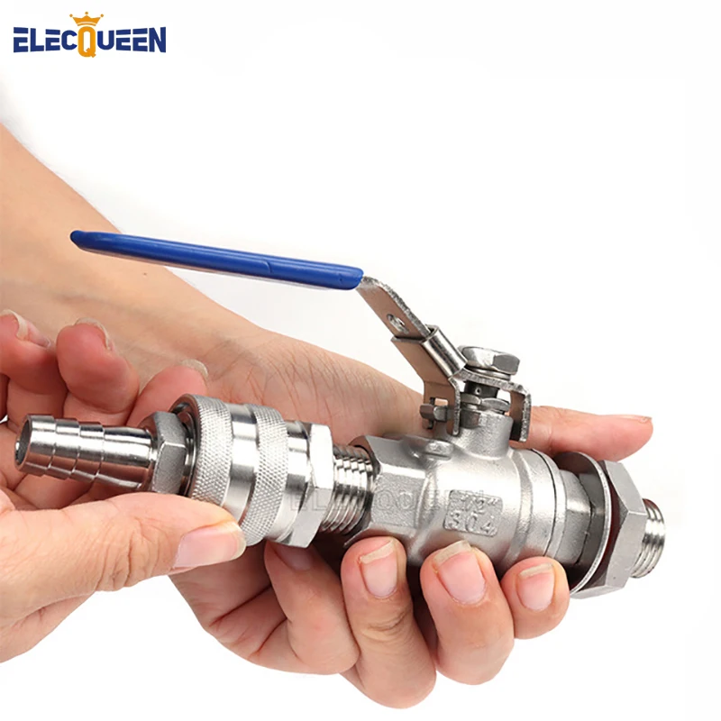 Free shipping! 1/2" BSP 304 Stainless Ball Valve with 1/2" barb Quick Disconnect Set,Homebrew Fitting