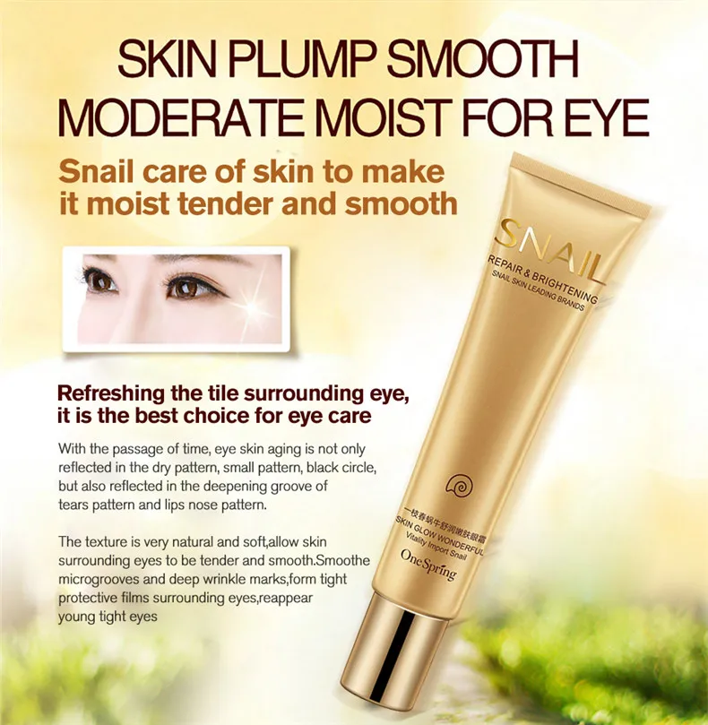 Creme para os Olhos Controle de Óleo Juventude sem Idade Venda Quente Caracol Anti Envelhecimento Rugas Círculos Escuros Hidratante Face Care 15 Cheap Hidratantes e cremes diários