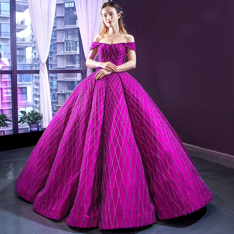 Purple Red Floor Length Evening Gowns Elegant Formal Sequins Long Maternity Dresses Satin Celebrity Formal Dresses Evening 2019