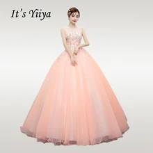 Это Yiya свадебное платье плюс размер o-образным вырезом элегантные свадебные платья вышивка без рукавов розовый Vestido de novia CH033