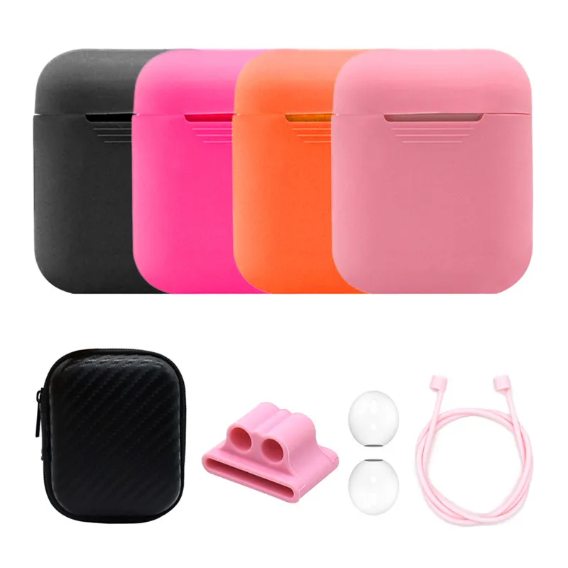 

5 In 1 for Airpods Case Accessories with strap Headphones Case Box Silicone Cover for Air Pod Drop Shipping Transparent Case