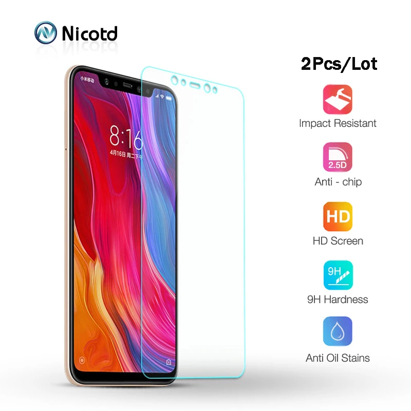 2 шт. для Xiaomi Mi 6 8Lite 5 A1 A2 Закаленное стекло Защитная пленка экрана 8 прозрачная