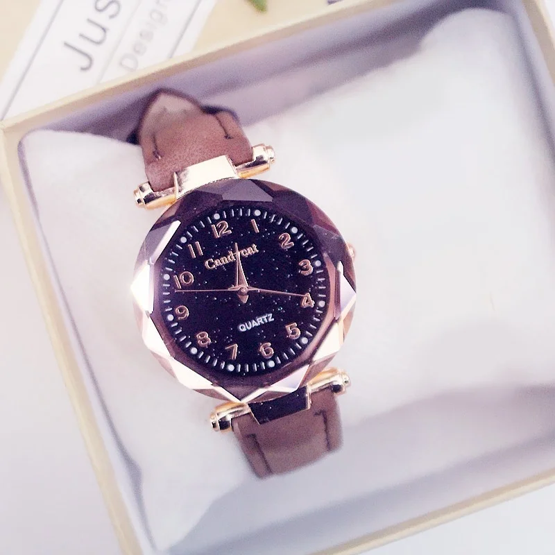 Звездное небо кварцевые наручные часы модные женские часы Лидер продаж кожаный браслет часы повседневные женские часы Relogio Feminino