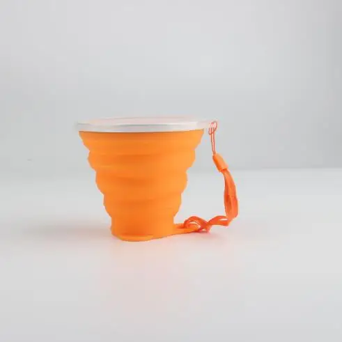 Orange Большая емкость силиконовая кружка для походов складные кофейные чашки с пыленепроницаемой крышкой Выдвижная складная чайная чашка для воды - Цвет: Orange