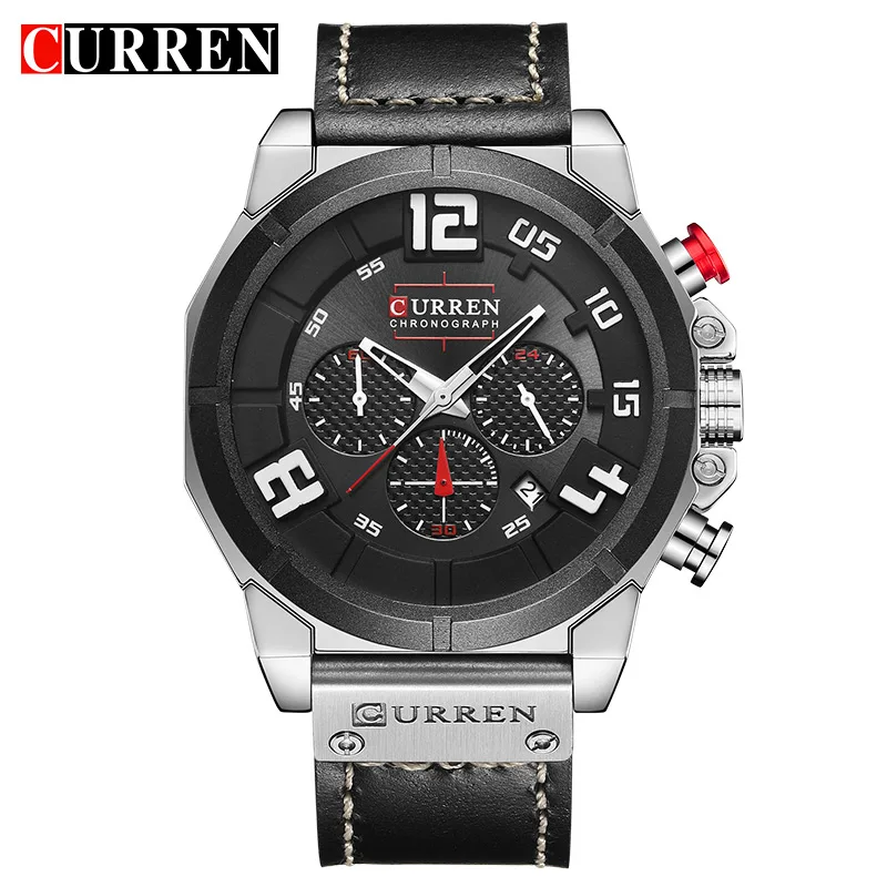 CURREN New Chronograph Wristwatch Sport Male Clock Leather Strap Quartz Men Watches Relogio Masculino Reloj Hombre