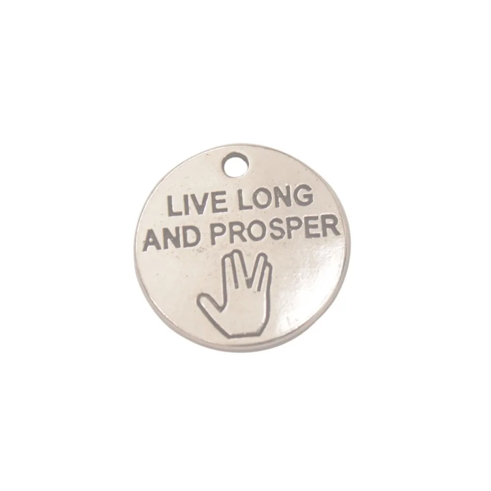 

60PCS Jewelry Silver Metal Round Words Tags Charms Pendants 20MM