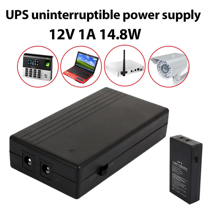

12V 1A 14.8W Multipurpose Mini UPS Battery Backup Security Standby Power Power Supply Uninterruptible Power Supply Smart