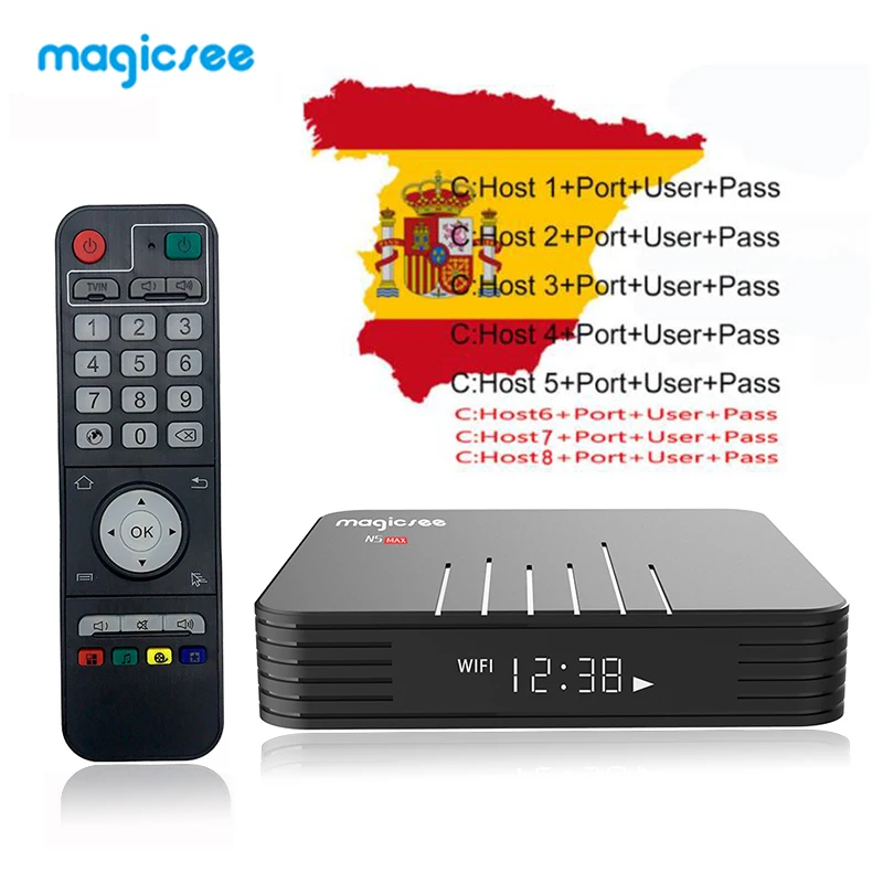 

Magicsee N5 Max Smart TV Box Android 8.1 Amlogic Support IPTV M3U Bluetooth 4.1 Dual WiFi With Free 1 Year Cccam Set Top Box