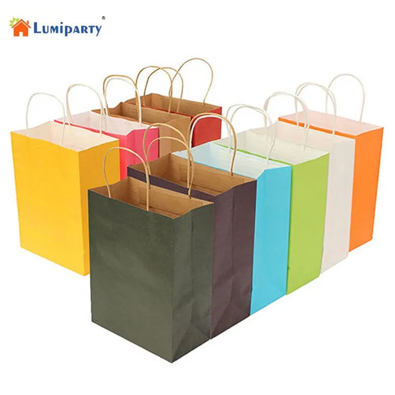 

None General Gift Shopping Garment Square Paper Packing Bag Durable Handle Recyclable Kraft Paper Bag Multiple Color -20