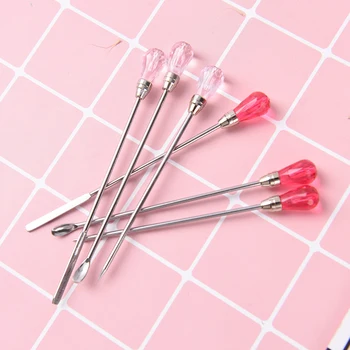 

3pcs Stirring Polish Rod Needle Picker Tools Mixing UV Gel Nail Art Dotting Rhinestone Picker Nail