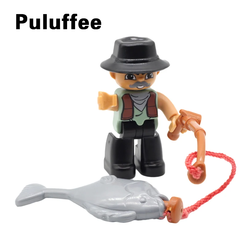 

Big Size Building Blocks Occupation Fisherman Fishing Rod Compatible With Duploe Brick set Model DIY Toys For Children Gifts