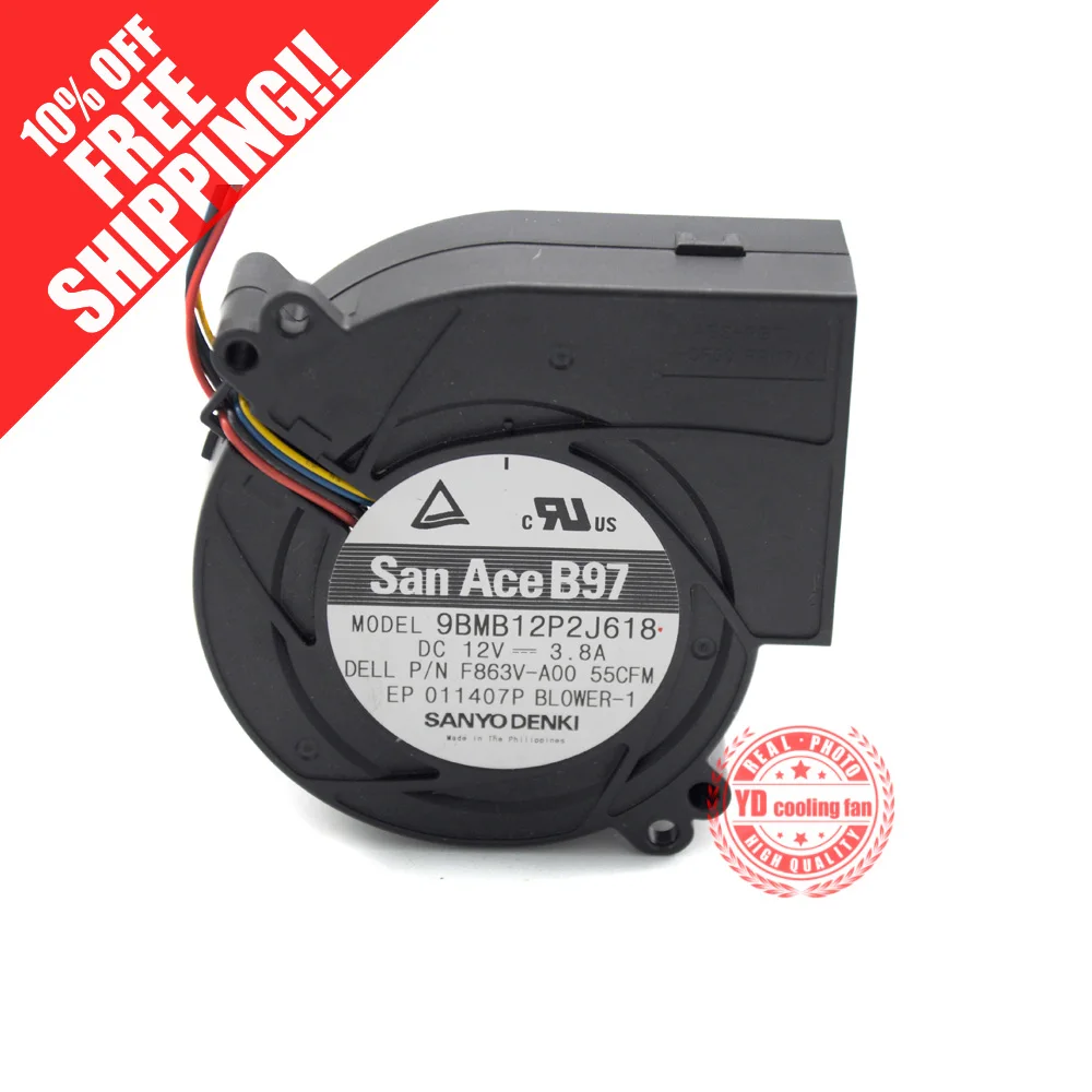 Новый вентилятор охлаждения SANYO DENKI SAN ACE 9BMB12P2J618 12V 3.8A 9733 с большим объемом воздуха |