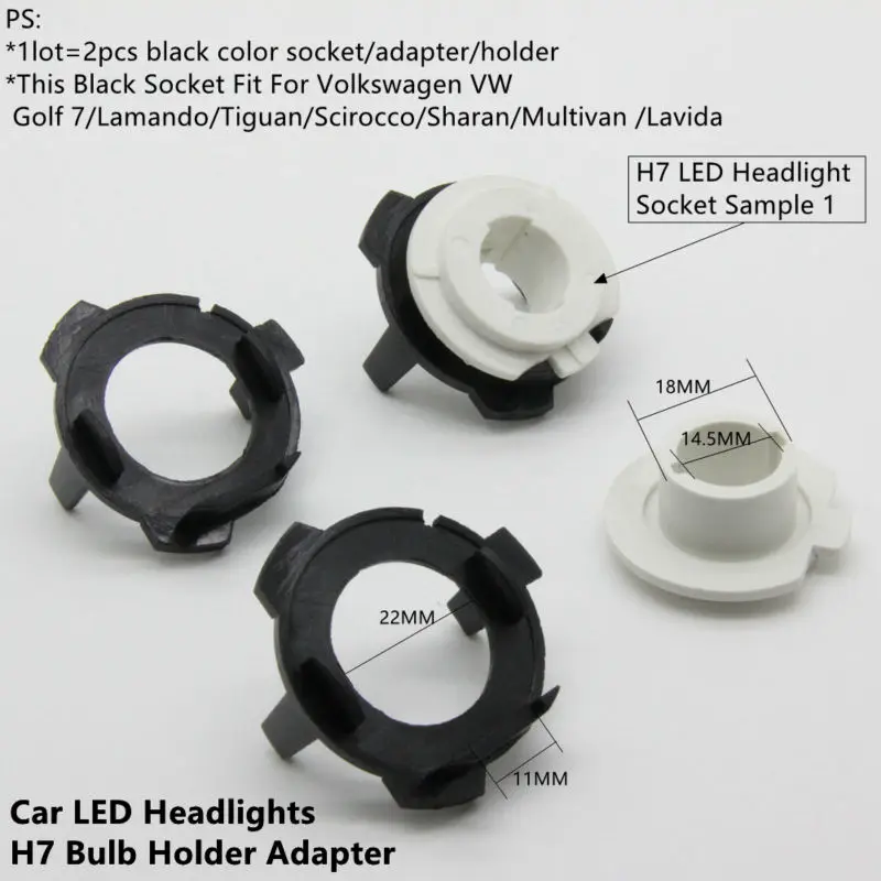 Ossen 2pcs LED Car Headlight H7 Bulb Holder Adapter For Volkswagen VW Golf 7 Lamando Tiguan Scirocco Sharan Multivan Lavida 5