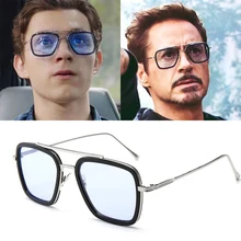 Железный человек Тони Старк Солнцезащитные очки Мужские Квадратные Солнцезащитные очки «Человек-паук»; Эдит очки ретро Роберт Дауни мл. Том Холланд очки