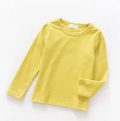 yellow Детская одежда, футболки детские футболки из чистого хлопка для больших мальчиков базовые Топы с длинными рукавами для мальчиков и девочек, От 2 до 13 лет RT526 - Цвет: yellow