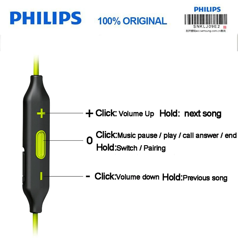 Оригинальные Наушники Philips SHQ6500 с шейным ремешком Bluetooth беспроводные наушники