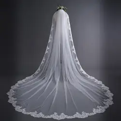 Новый супер широкий фату новая 2019 Один Слои 3,5 м белый/слоновая кость Bridal Veil аксессуаров для невест кружевная свадебная вуаль с расческой