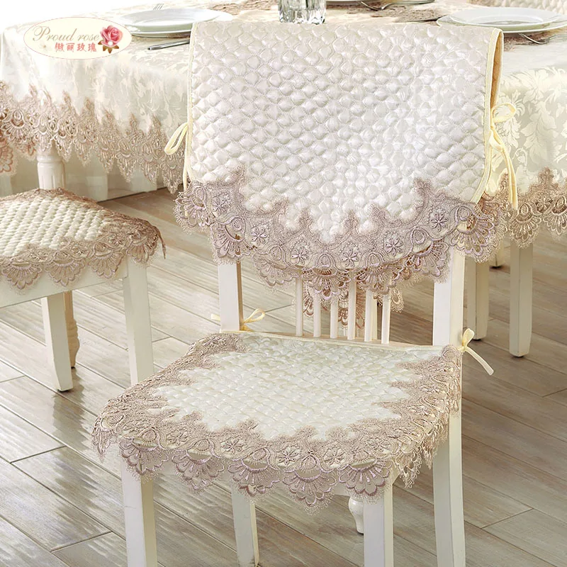 

Proud Rose Lace Chair Cover Chair Cushion Beige Anti-skid Chair Cover European Style Office Chair Cover Home Decoration