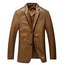 Осенне-зимние кожаные куртки, Мужская черная кожаная куртка, тонкие пальто, мужские Куртки из искусственной кожи, костюм с воротником, мужское повседневное пальто