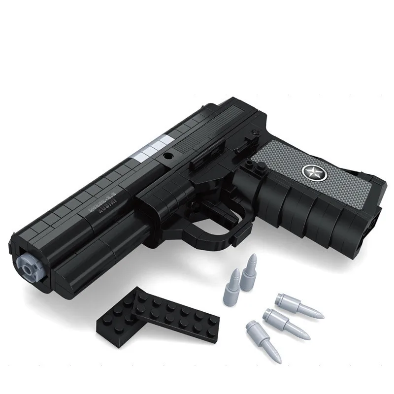 AUSINI 327Pcs Gun SWAT Magnum Revolver Pistol Power GUN Weapon Arms Model Toy Bricks Building Blocks Toys for Children