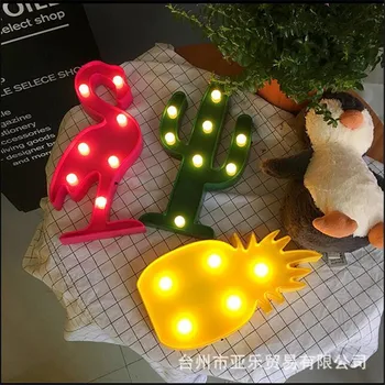

Chic Korean flamingo cactus pineapple LED lamp children's room decorated with shiny lamp night light