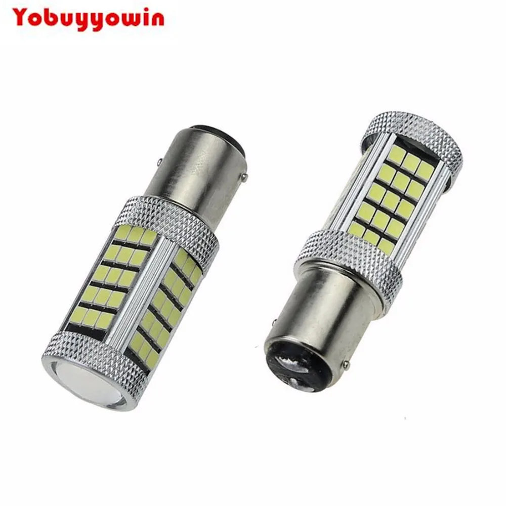 2Pcs 1157 BAY15D 63 SMD 2835 Super Bright White LED Light Bulbs for Car