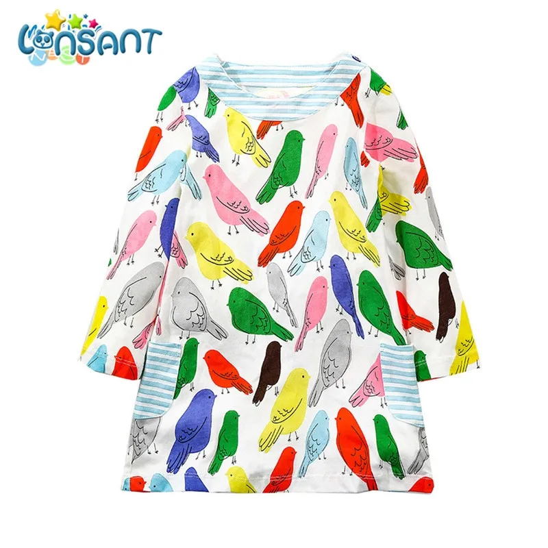 

LONSANT 2019 Kids Dress Long Sleeve Girls Horses Fall Autumn Winter Baby Girls Clothes Children Dress 2-7 Years 49 Dropshipping