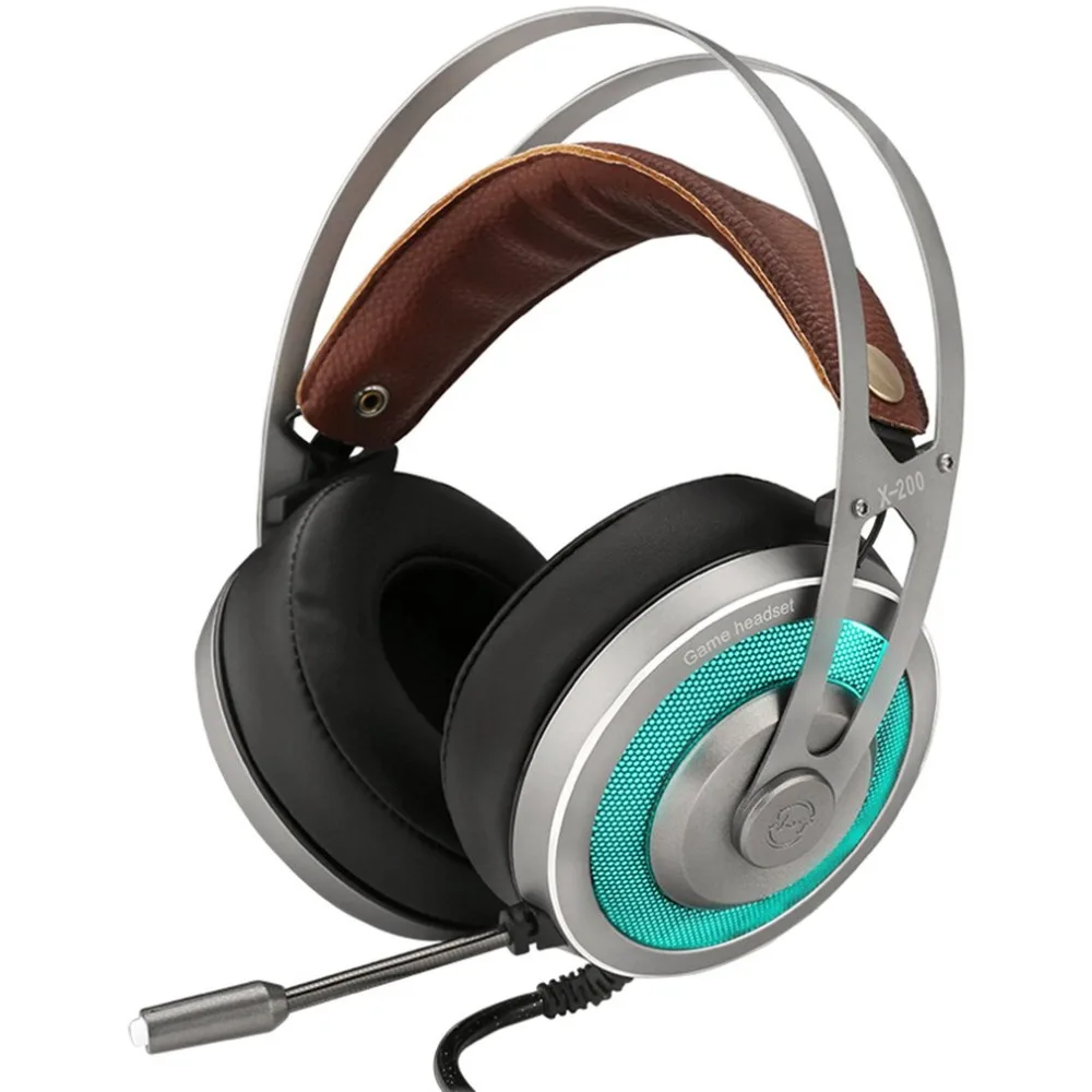 

X-200 Channel 7.1 USB 7 Color RGB LED Flashing Gaming Headset Computer Over Ear Stereo Heaphones Soft Earmuffs for Laptop