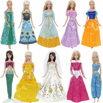 

1 Pcs Fairy Tale Princess Dress Copy Snow White Cinderella Anna Belle Princess Gown Skirt Clothes For Barbie Doll Accessories