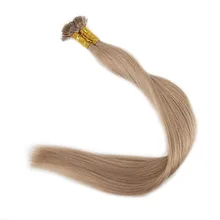 Full Shine Ash Blonde Flat Tip Hair Color #18 Pre Bonded Extensions 0.8g Per Strand 40g 100% Remy Human Hair Flat Tip Extensions