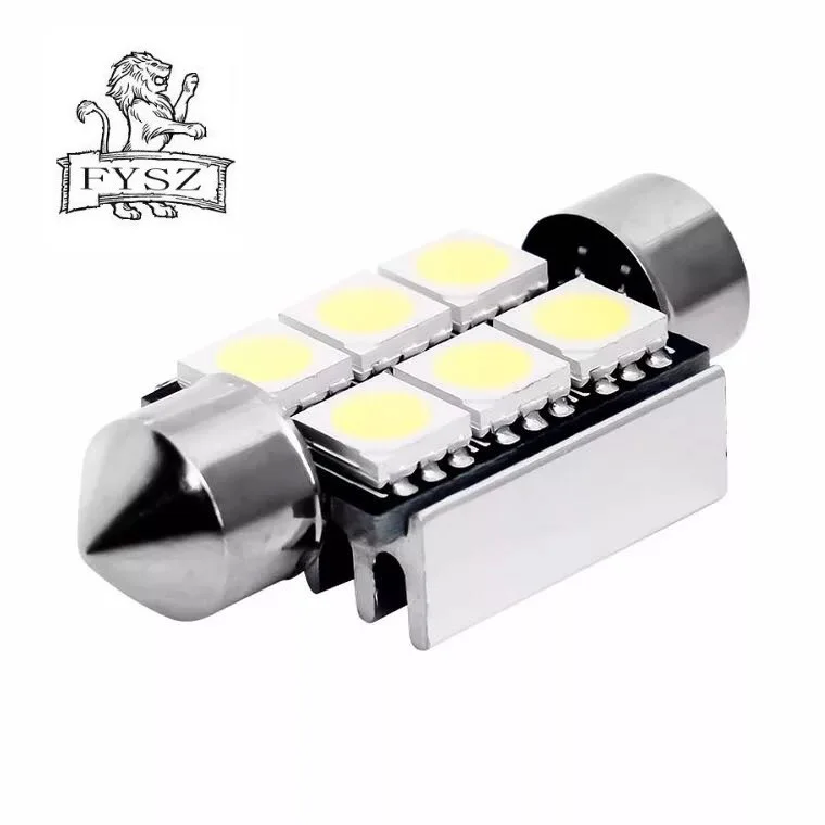 2 шт. автомобильная лампа Festoon 39mm C5W led C10W внутренний светильник 39 мм 6SMD 5050 COB для