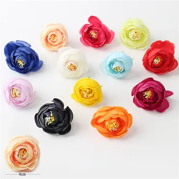 

New 10pcs artificial flower 4cm silk camellia flower head wedding party home decoration DIY wreath scrapbook gift box craft