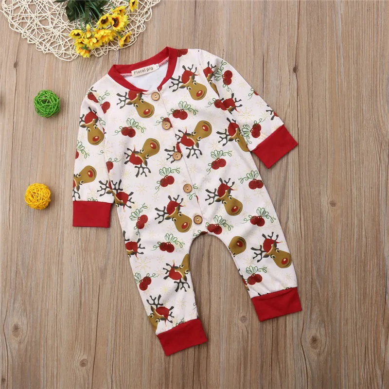 CANIS Newborn Baby Boy Girl Christmas Romper Pajamas Deer print Xmas print clothes Rompers Sleepwear Girls Boys Outfit Romper