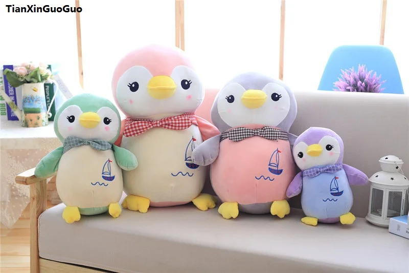

new style large 45cm cartoon penguin creative plush toy bowtie penguin cotton soft doll throw pillow birthday gift s0968