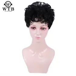 WTB волосы короткие черные Pixie Cut синтетические парики для женщин натуральный парик модные волосы парики