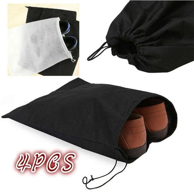 

4pcs Portable Shoes Bag Travel Storage Pouch Drawstring Dust Bags Non-woven