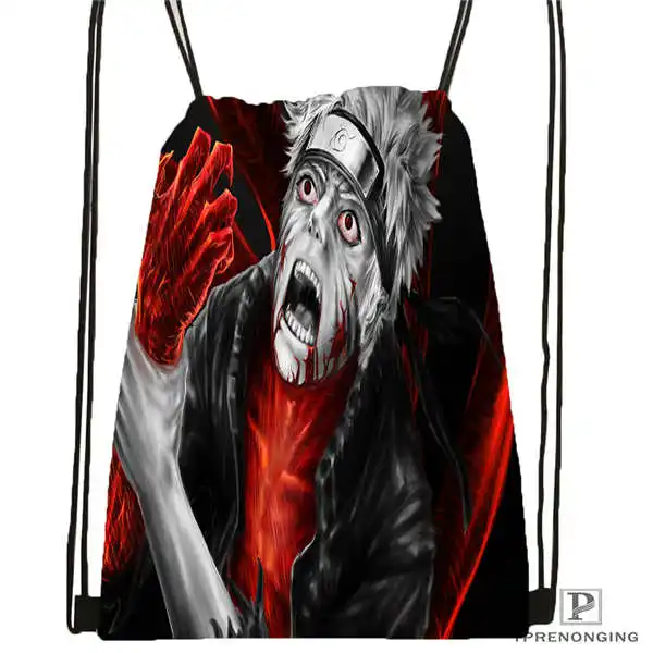 Drawstring Backpack Стикеры с Наруто Uzumaki походная сумка на шнурке милый рюкзак для детей(черная спинка) 31x40 см#180531-04-35 - Цвет: Drawstring Backpack