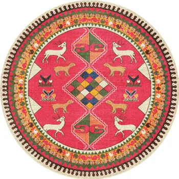 

American Retro National Wind Bohemian Round Carpet Home Bedroom Bedside Computer Swivel Chair Hanging Basket Mat M1607